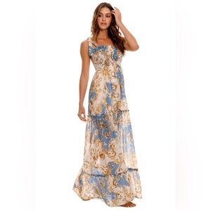 NWT Agua Bendita
Riveria Radiance Lucery Blush Abstract Cotton Maxi Dress